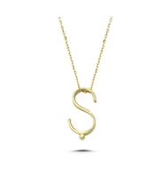 Altın 3 Boyutlu Ş Harf Kolye CM0472-Ş