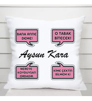 Annemin Klasik Sözleri Kare Yastık (Beyaz)