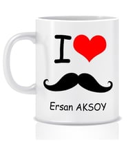 İsimli I Love Bıyık Figürlü Kupa