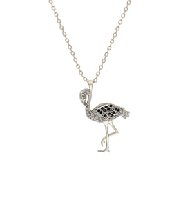 Gümüş Kaplama Bayan Flamingo Kolyesi Ps0556