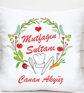 Kişiye Özel Mutfağın Sultanı İsimli Kare Yastık
