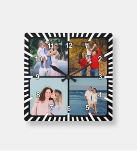Kişiye Özel 4 Fotoğraflı Kare Duvar Saati