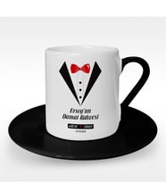 BK Gift Kişiye Özel Damat Kahvesi Tasarımlı Siyah Türk Kahvesi Fincanı - 5