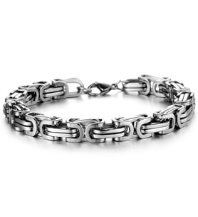 Chavin Kalın Kral Model 8 mm. Gri Çelik Erkek Bileklik df14slv
