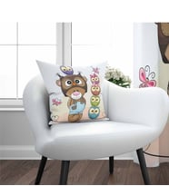 Else Ayılı Baykuşlar Çocuk Odası  Yastık Kırlent Kılıfı 45X45cm