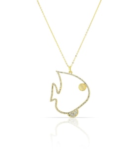 Sarı Zirkon Taşlı Balık Kolye Ps0961