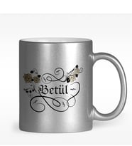 BK Gift Kişiye Özel Kaligrafi İsim Tasarımlı Gümüş Yaldızlı Kupa Bardak - 2