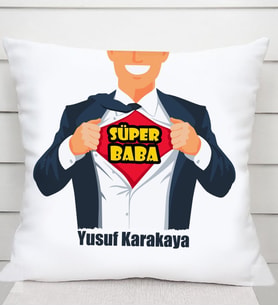 Süper Baba İsimli Kare Yastık