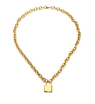 Chavin 50 cm. Aşkın Kilidi Gold Çelik Bayan Zincir Kolye ec81sr