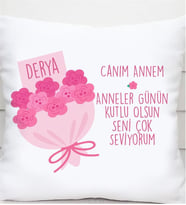 Kişiye Özel Çiçek Buketi İsimli Kare Yastık