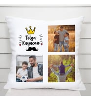 Babaya İsimli Fotoğraflı Kare Yastık (Sarı-Siyah)