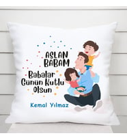 Aslan Babamız İsimli Kare Yastık (Beyaz)