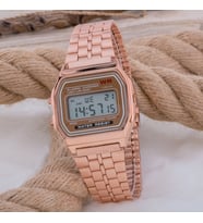 Rose Renk Çelik Kordonlu Spectrum Led Dijital Retro Bayan Kol Saati ST-303423