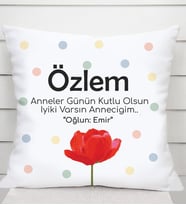 Anneye Özel İsimli Kare Yastık