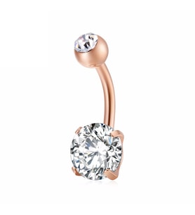Chavin Beyaz Taşlı Rose Çelik Göbek Piercing dt91rs