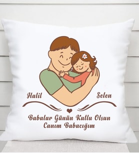 Baba-Kız İsimli Kare Yastık