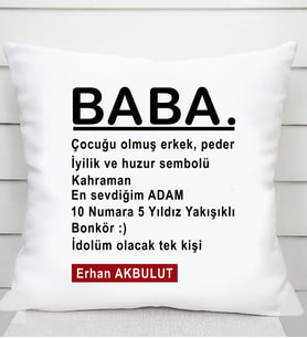 Baba İsimli Kare Yastık