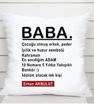 Baba İsimli Kare Yastık