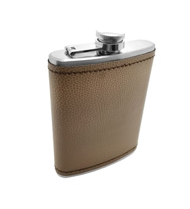 Çelik Üzeri Gri Deri Kaplı 8 oz 240 ml İçki Matarası py96gr