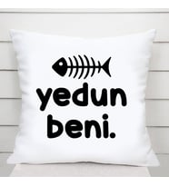Yedun Beni Saten Kare Yastık (Beyaz)