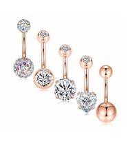 Chavin 5 adet Taşlı Taşsız Cerrahi Çelik Göbek Piercing ec92rs