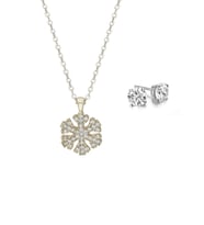 Bayan Zirkon Taşlı Kar Tanesi Kolye Küpe Set Ps0665