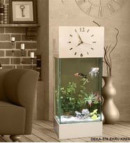 Led Işıklı Saat Kule Akvaryum Deka-378 Ekru Krem