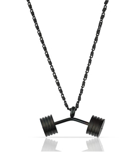 Siyah Çelik Halter Kolye - 55 Cm Zincir Ps0308