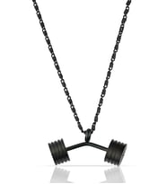 Siyah Çelik Halter Kolye - 55 Cm Zincir Ps0308