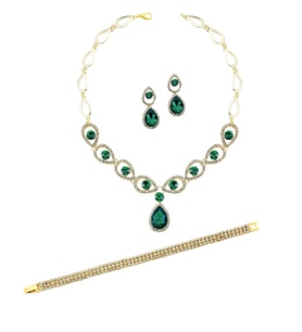 Altın Kaplama Yeşil Paris Tasarım 4 Lü Set Ps0115- Çiçeksepeti