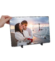 Kişiye Özel İsimli Fotoğraflı Saatli Taş Çerçeve (25x40)