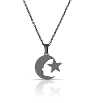 Erkek Siyah  Atatürk Silüeti Kolye 70 Cm Zincir Ps1078