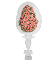 Pembe Gerbera Tek Katlı Ayaklı Çelenk