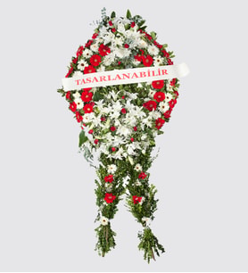 Gerbera-Lilyum Çiçekleri Ayaklı Çelenk