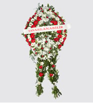 Gerbera-Lilyum Çiçekleri Ayaklı Çelenk