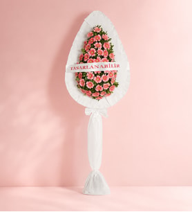 Tek Katlı Büyük Pembe Gerbera Çiçekli Çelenk