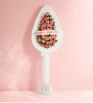 Tek Katlı Büyük Pembe Gerbera Çiçekli Çelenk