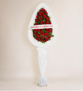 Tek Katlı Kırmızı Gerbera Çiçekleri Çelenk