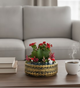 Ring Saksıda Kırmızı Kalanchoe Teraryum