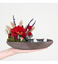 Dekor Saksıda Kırmızı Gerbera & Craspedia Teraryum