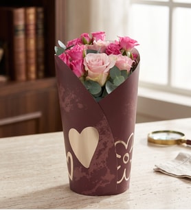 Seni Seviyorum Kılıflı Karton Saksıda Pembe Güller