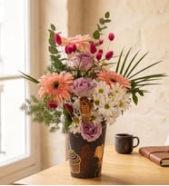 İyi Ki Doğdun Mesajlı Kutuda Gerbera ve Lila Gül