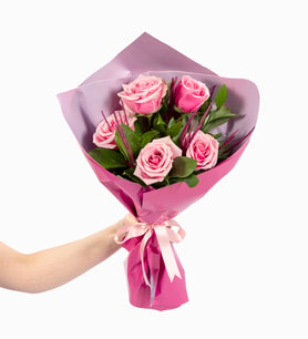 Lila Pembe Bukette Pembe Güller