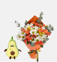 Bukette Papatyalar ve Avokado Yastık