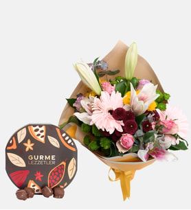 Sarı Bukette Lilyum Kasımpatı ve Trüflü Gurme Lezzetler