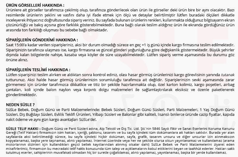 SüSLe Bebek, Doğum Günü ve Parti Malzemeleri