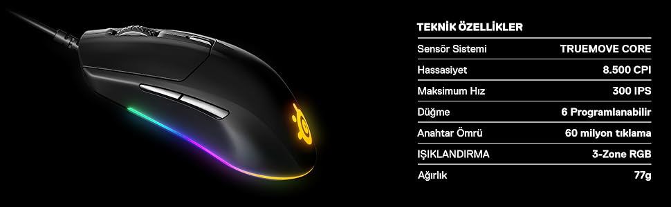 steelseries rival 3 gaming mouse, oyuncu mouse
