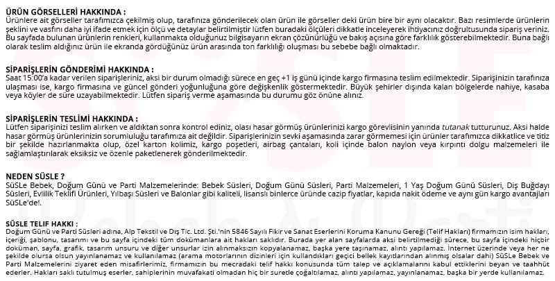 SüSLe Bebek, Doğum Günü ve Parti Malzemeleri