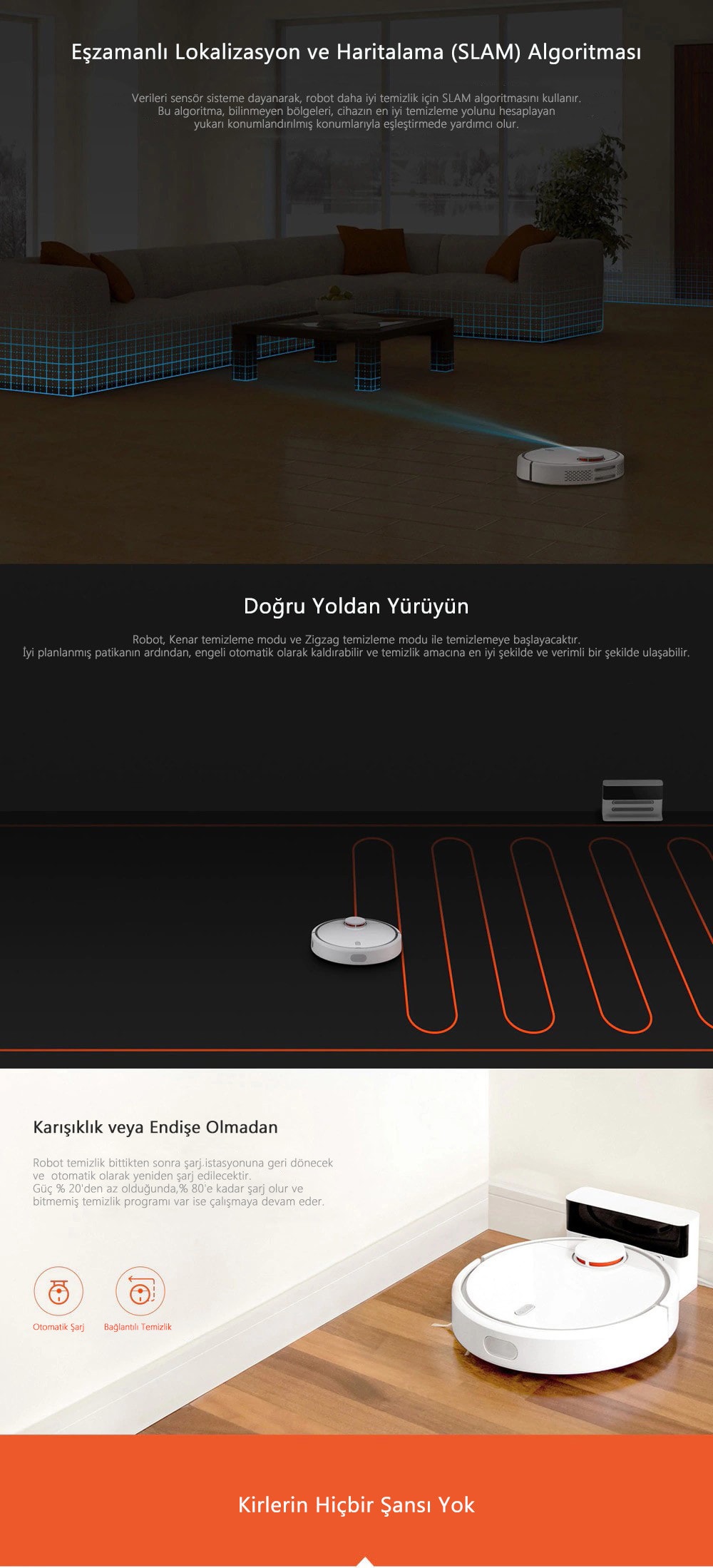 Orijinal Xiaomi Mi Akıllı Robot Süpürge- Beyaz Xiaomi