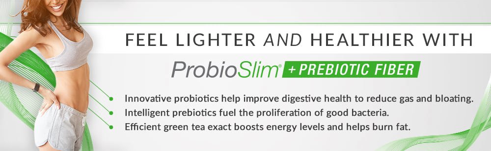 Probioslim ürün açıklaması ve özellikleri ile gülümseyen İnce ve Fit Kadın